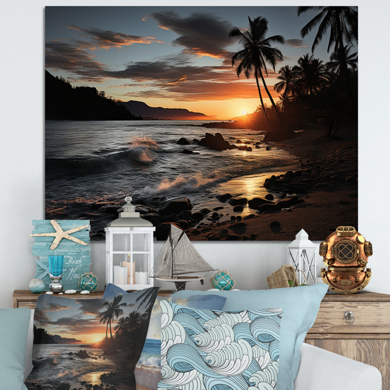 Beach Tropical Escape III - Imprimé, H 24 po x l 32 po x P 1 po, Toile tendue