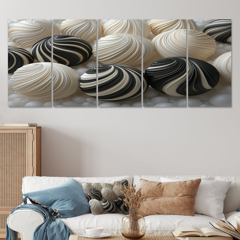 «White and Black Christmas Peppermint Swirl II», ensemble d'art mural de Noël, H 32 po x l 80 po