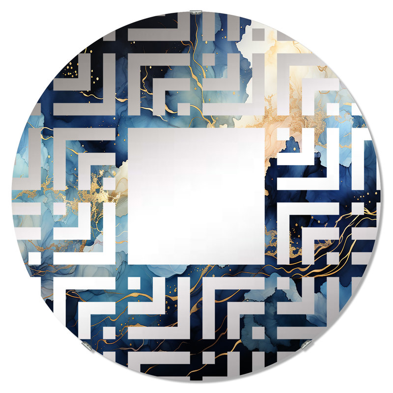 Miroir décoratif labyrinthe céleste bleu et blanc, 31,4 po x 31,4 po
