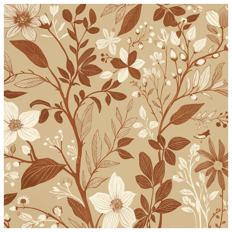 Housses de couette à motif floral beige, Lit simple