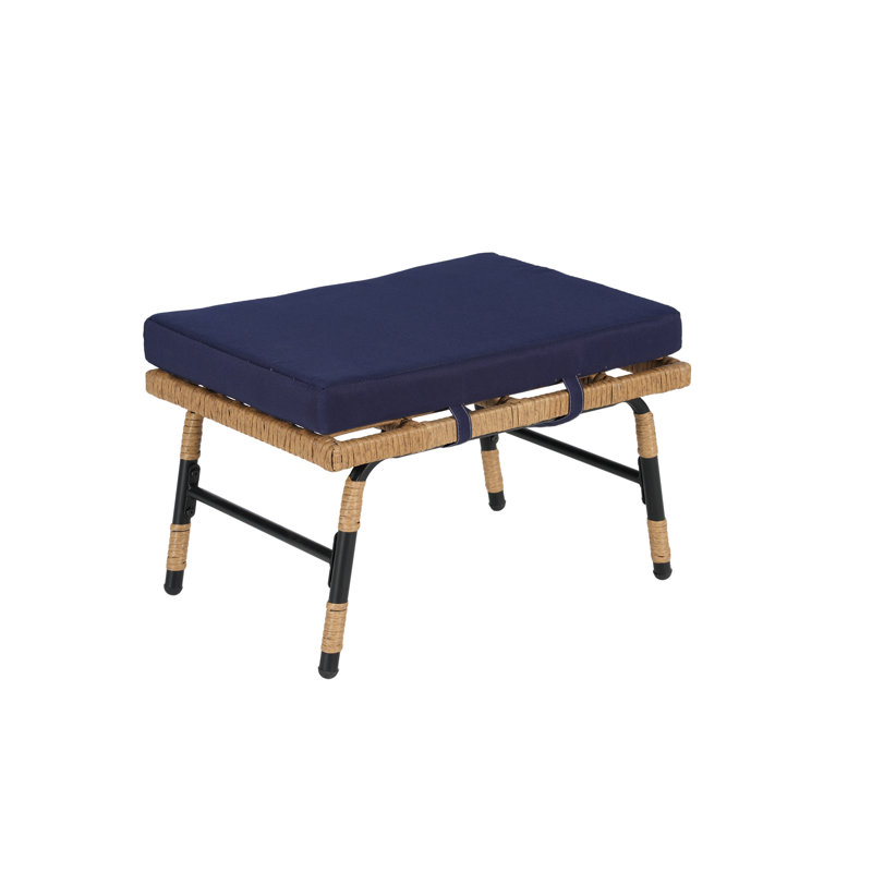 Chaise d'extérieur simple, fauteuil d'appoint avec repose-pieds et coussins pour la véranda, cour arrière, balcon