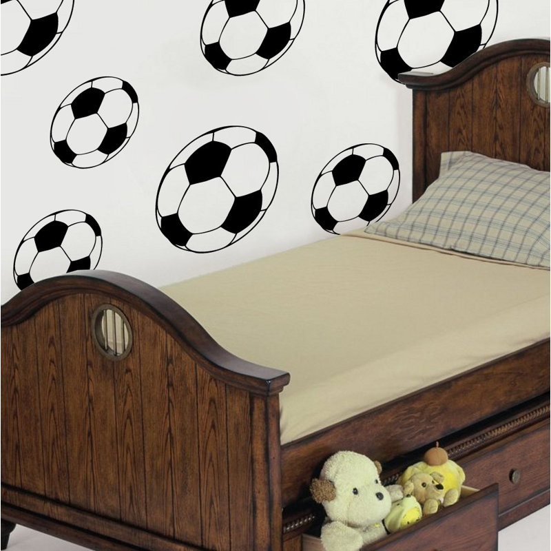 Adhésif décoratif ballons de soccer, H 41 po x l 40 po x P 0,01 po, Noir
