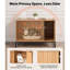 Armoire à litière cachée 31,5 po avec tablette à gratter et table de bout pour salle de bain pour chat imperméable pour chambre à coucher avec espace de rangement fermé