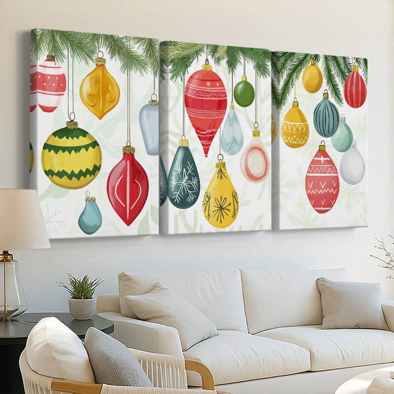 CV de Noël, art sur toile tendue sur mesure - 3 pièces