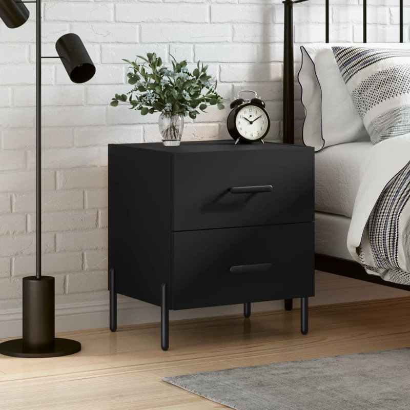 40cm W Iron Bedside Table, Grey Sonoma, Individual
