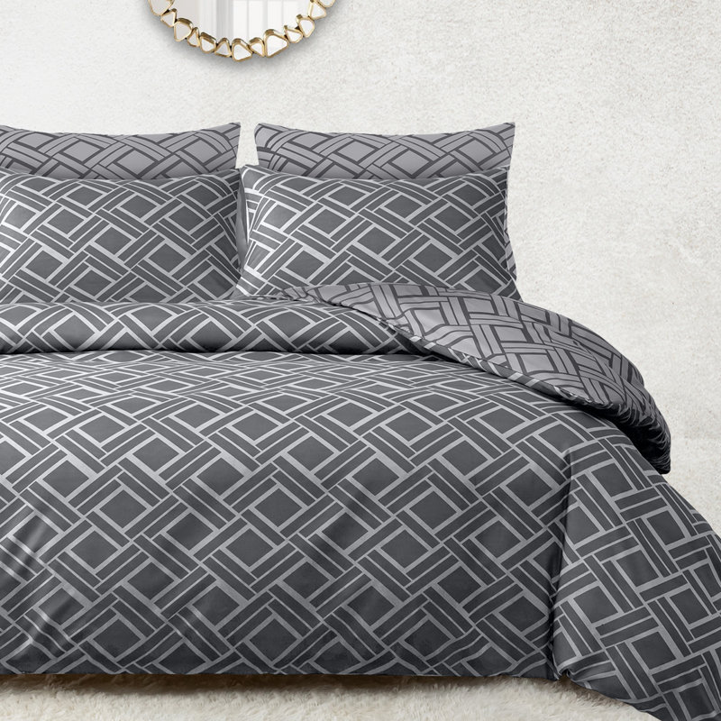 Premium Reversible Duvet Cover Set with Zipper Closure and Corner Ties, Single Duvet Cover Set + 1 Standard Pillowcase