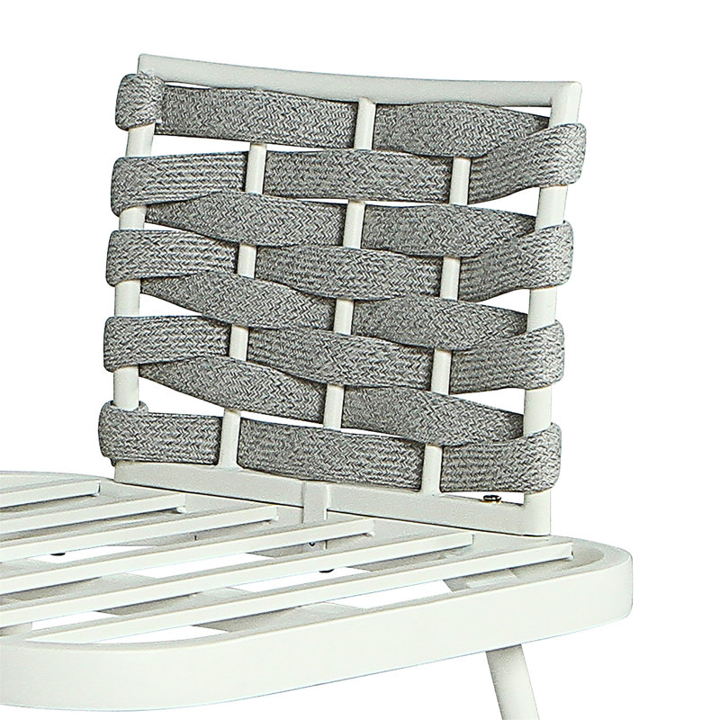 Steel Loveseat And Table Set, Gray, Off-White/Gray