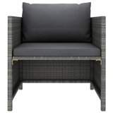 Patio Sofa with Cushions Grey Poly Rattan