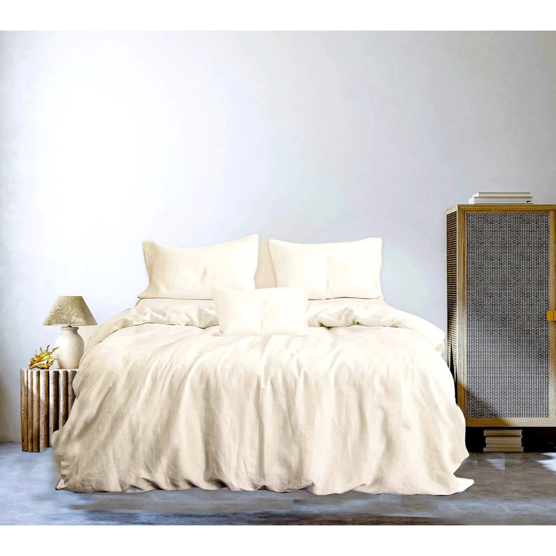 Ensemble de draps 6 pièces White Linen, Ensemble de draps pour lit simple + un drap-housse