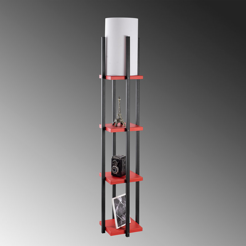 Lampe sur pied moderne avec corps en métal, noir et rouge, 9,8 x 9,8 x 51,2 pouces | 40 W maximum, douille E27, câble à double isolation de 13,1 pi, interrupteur marche / arrêt | Éclairage élégant et fonctionnel pour la décoration intérieure, indice de protection IP20, conception légère