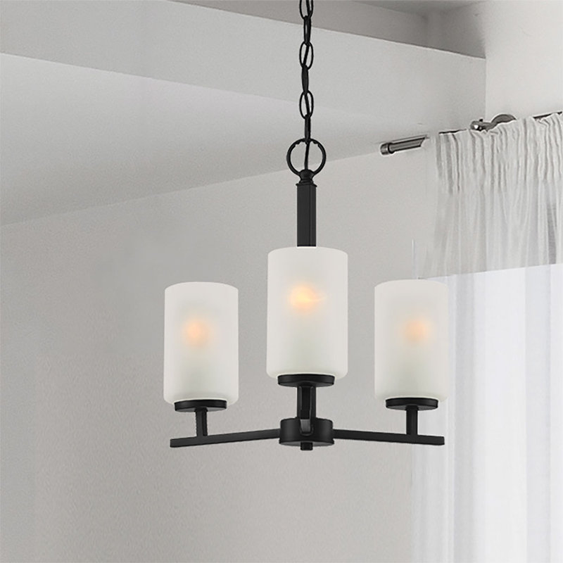 Charvic Sputnik Cylinder Chandelier, Matte Black, 16" H X 16" W X 16" D, 3 Lights