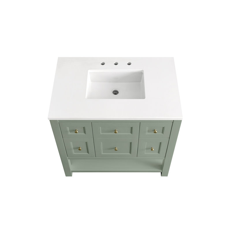Breckenridge 36'' W Single Vanity, Smokey Celadon, White Zeus, 8" Widespread