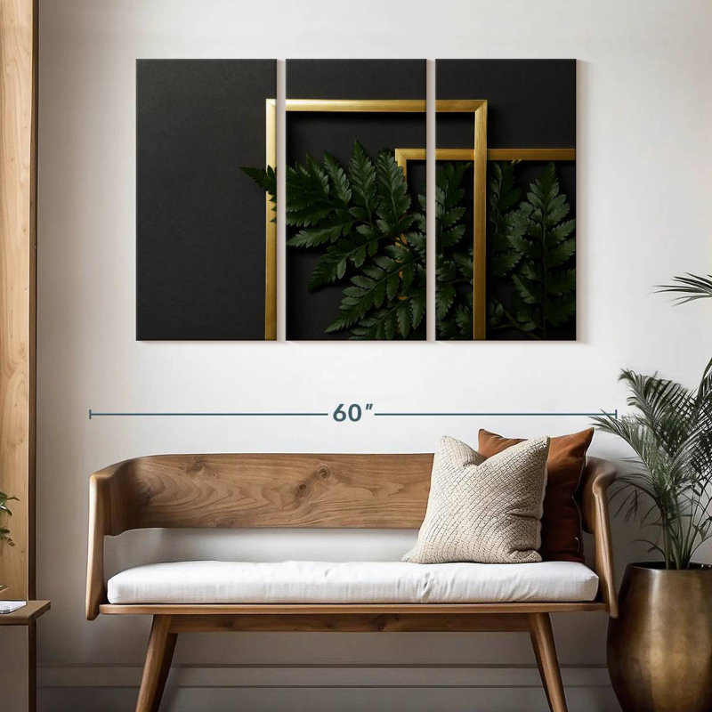 Harnek Ferns In Golden Frames, H 32 po x l 50 po