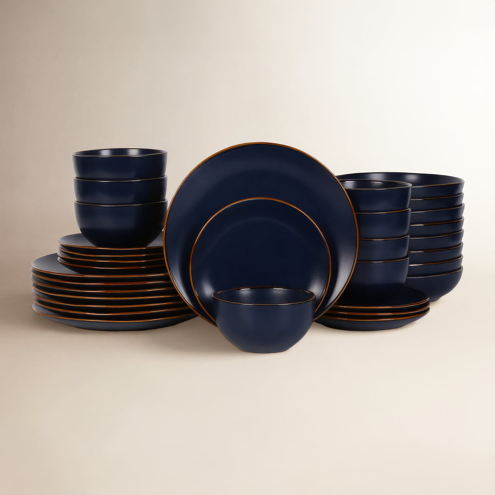 Brasa Dinnerware Set Stoneware, Blue, 16