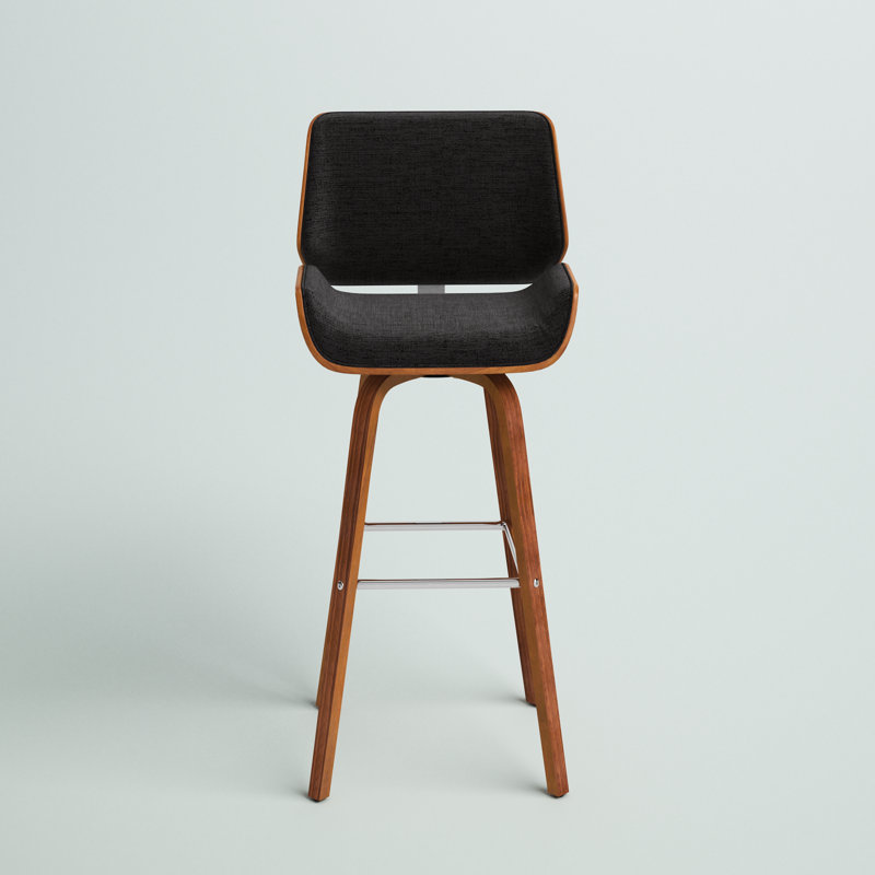 Borica 29.92" Swivel Fabric Bar Stool, Hemp Fabric-Dark Grey