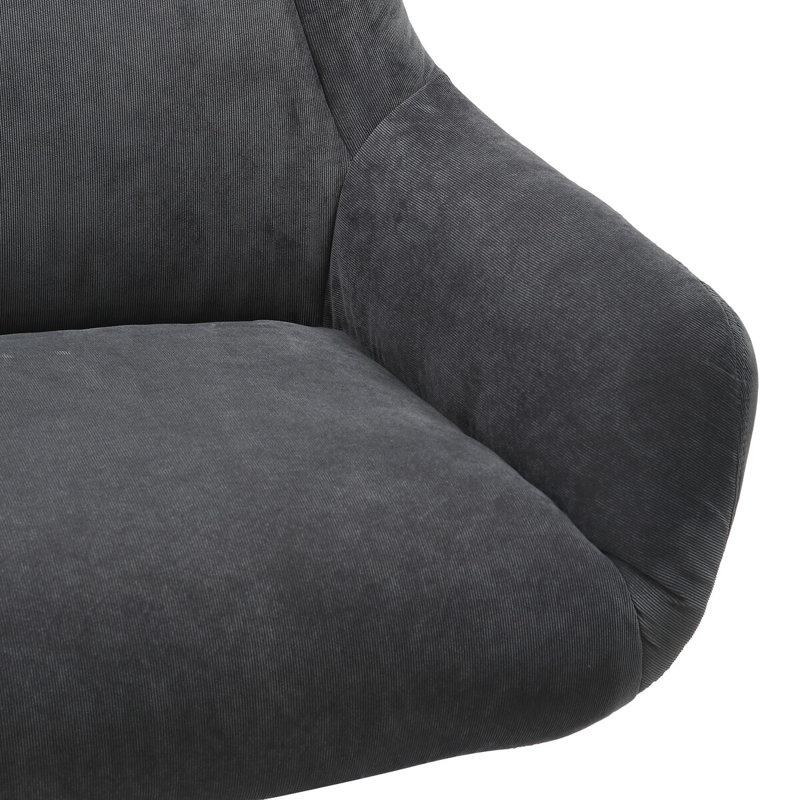Tishkevich Upholstered Swivel Accent Chair with Footstool, Grey/Brown/Blue Corduroy