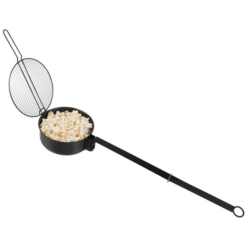 Campfire Popcorn Popper - Old Fashioned Popcorn Maker with Extended Handle - Camping Gear by Great Northern Popcorn (Black)
