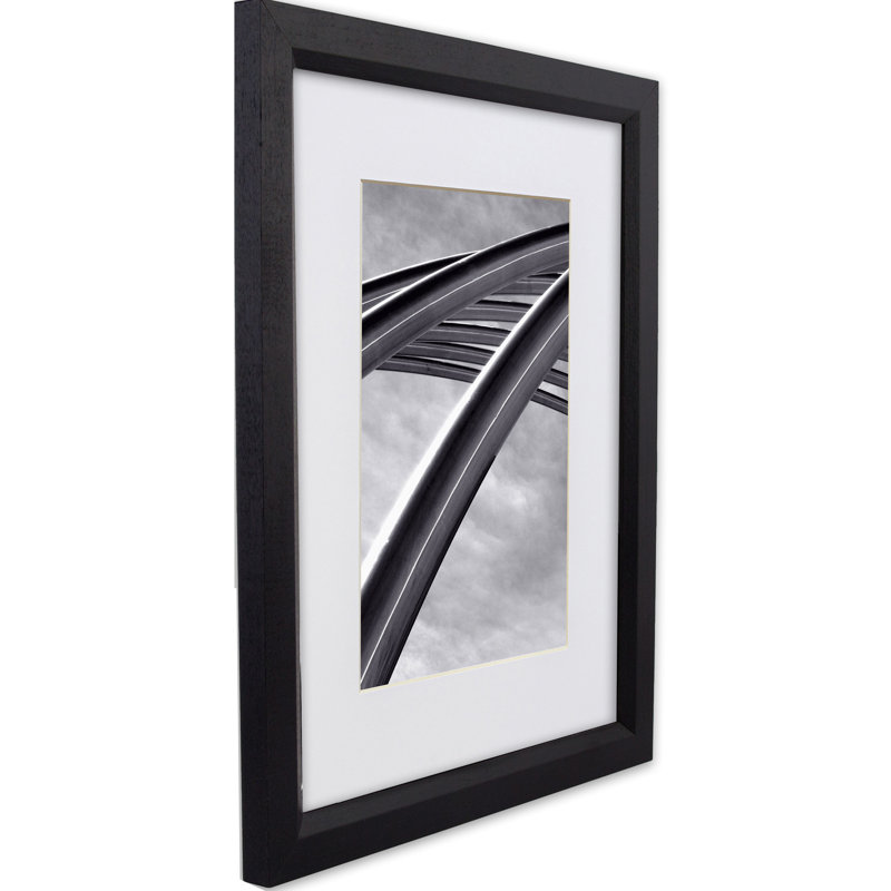 Fanchone Black Solid Wood Matte Picture Frame with Mat, 18" x 24" Matted to 12" x 18"