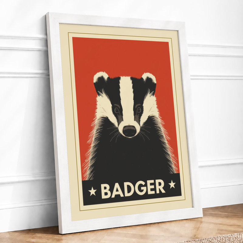 Badger Portrait Retro - Print, A4 - 29.7 x 21.0 cm, White
