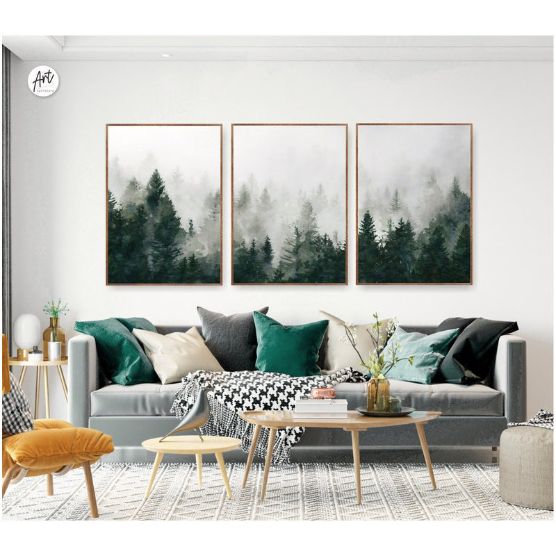 Forêt, art mural, Misty Blue Ridge Mountains, art mural, Toile tendue, H 16 po x l 36 po x P 0,75 po