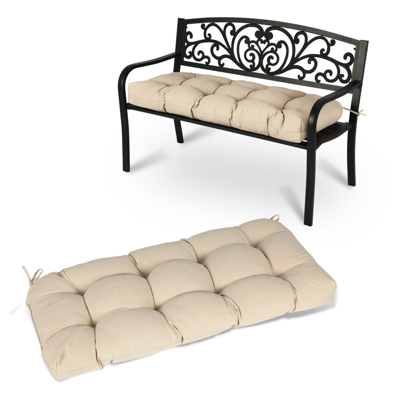 Aoodor Outdoor Polyester Tufted Bench Cushion, Khaki, 46" W x 19.7" D