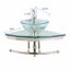 Lavabo d'angle mural rond en verre Talula de 25 po avec porte-serviettes, robinet et bonde.