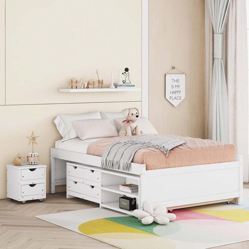 Lit plateforme avec rangement Overbay, Blanc