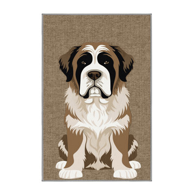 Washable Saint Bernard Dogs Area Rug