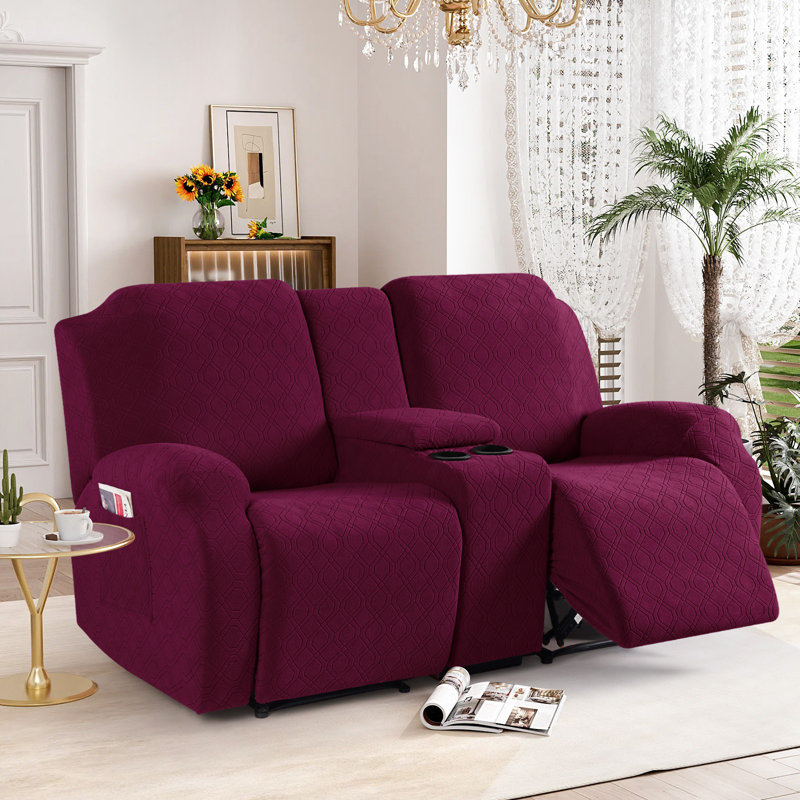 Causeuse inclinable avec housse pour console Wald Stretch, Bourgogne