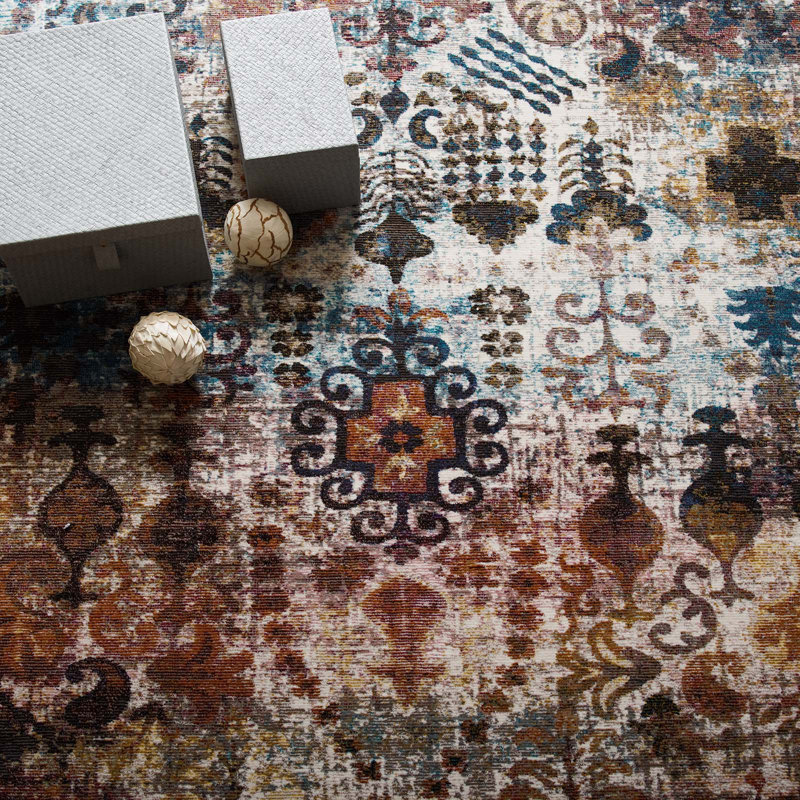 Modway Porch & Den Ithaca Distressed Floral Trellis Area Rug, Rectangle 4' x 6'