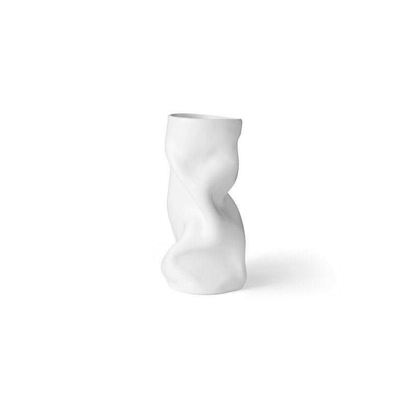 Collapse Table Vase, 7.9" H x 6.3" W x 6.3" D, White