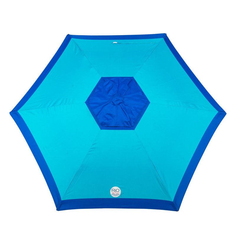 Rio Beach 7 ft. Blue and Turquoise Market Umbrella with Anchor