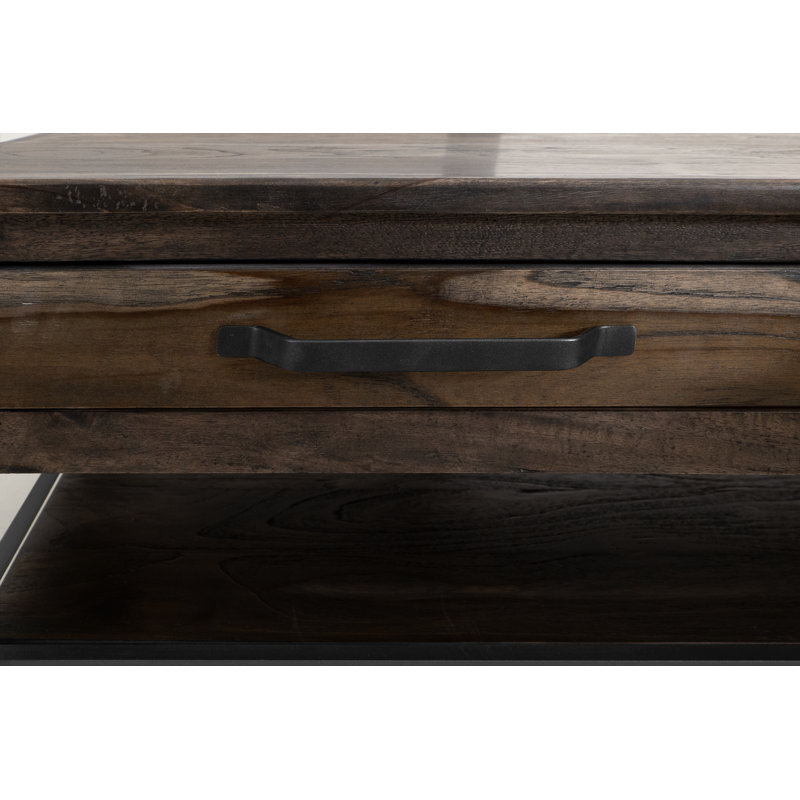Dark Teak 4 Drawer, 1 Shelf Cocktail Table