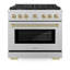 ZLINE Autograph 36 po. Cuisinière à double carburant avec plaque de cuisson 6 brûleurs DuoPro et détails dorés-464316421-464316442-464316459