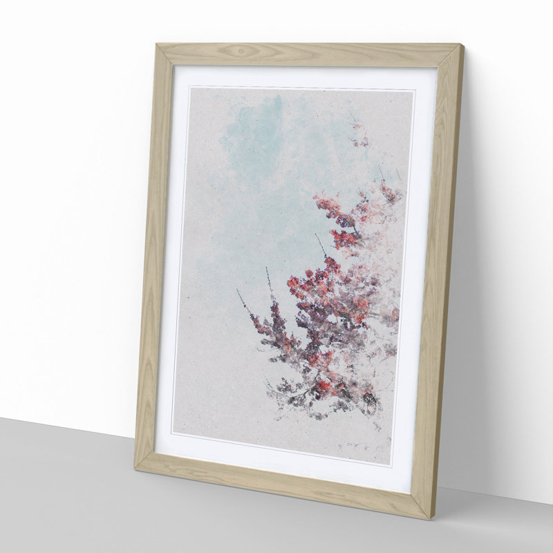 Branches of a Cherry Blossom Tree Watercolour - Picture Frame Graphic Art on MDF, Oak, 36cm H x 27cm W x 2cm D