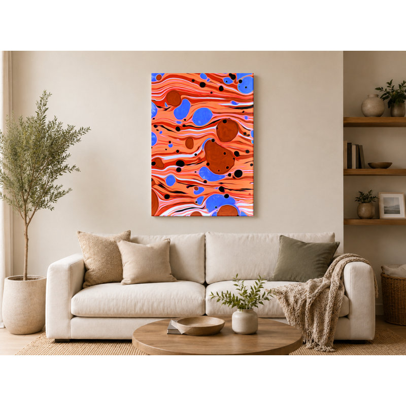 Abstrait, formes marbrées fluides - art mural sur toile Portrait, 16" W x 20" H