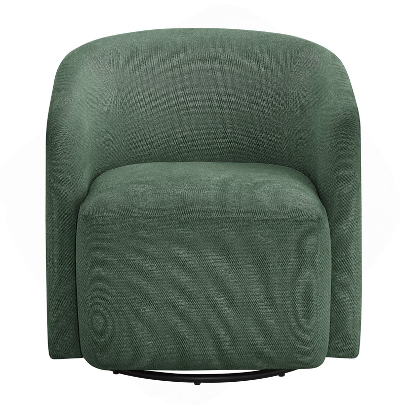 Fauteuil demi-tonneau pivotant vert durable avec coussin à ressorts ensachés confortable et rotation à 360 degrés pour les espaces de vie modernes