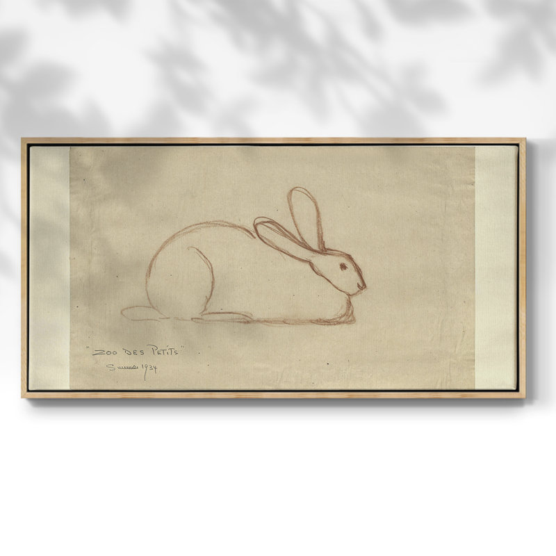 Vintage Animal Series-XLIX - Toile tendue avec châssis encadré - Prêt à être accroché, Noir, H 21 po x l 41 po