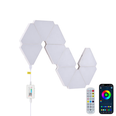 Modular Triangular LED Light Panels with Music Sync and App Control