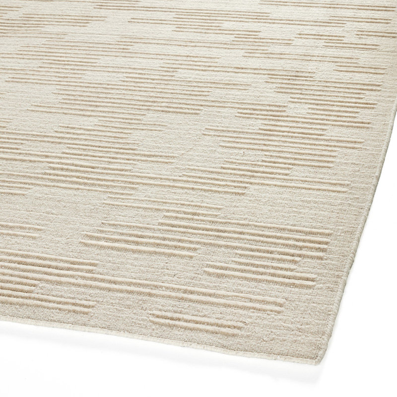 Geist Hand Loomed Wool Solid Color Area Rug in Cream/Flax, Rectangle 10' x 14'