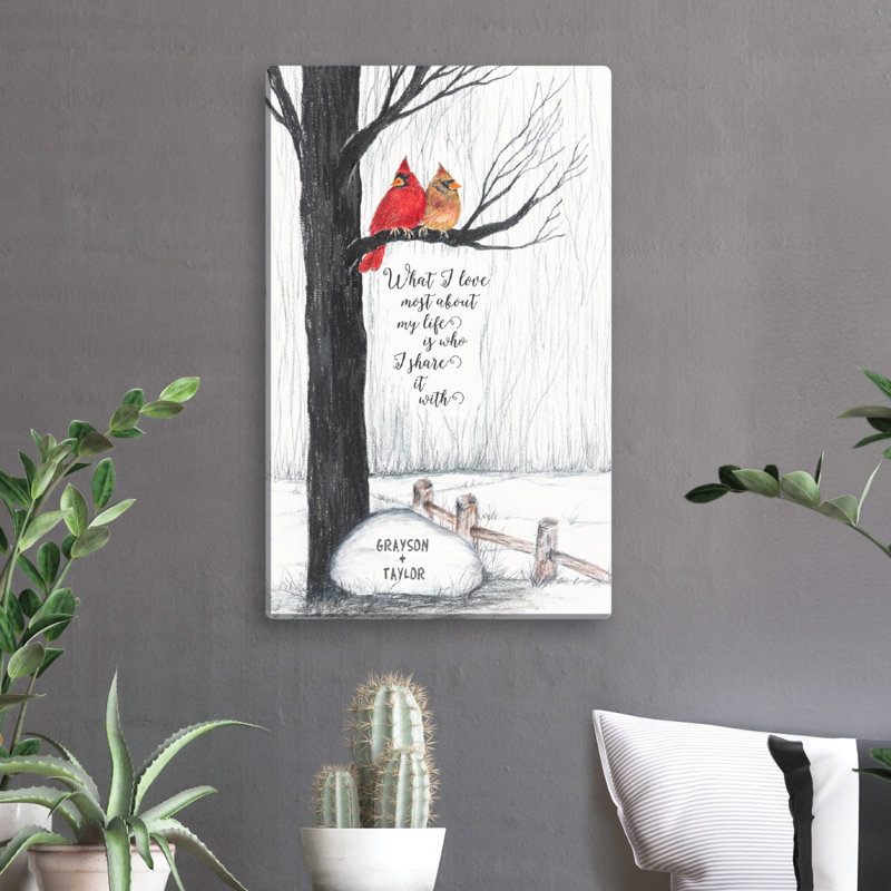 Cardinal Couple 10x16 Canvas