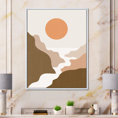 Paysage avec pleine lune dans des tons de terre cuite - Impression sur toile