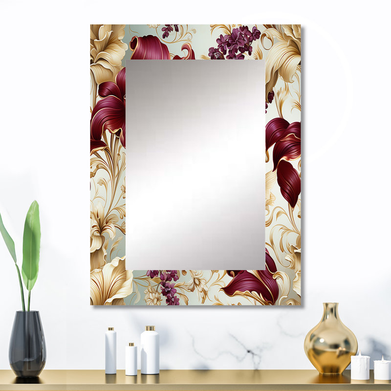 Royal Victorian Flourish Victorian Pattern - Floral Mirror, Cottage Unique Wall Mirror, Printed Metal Art, 32" x 24"