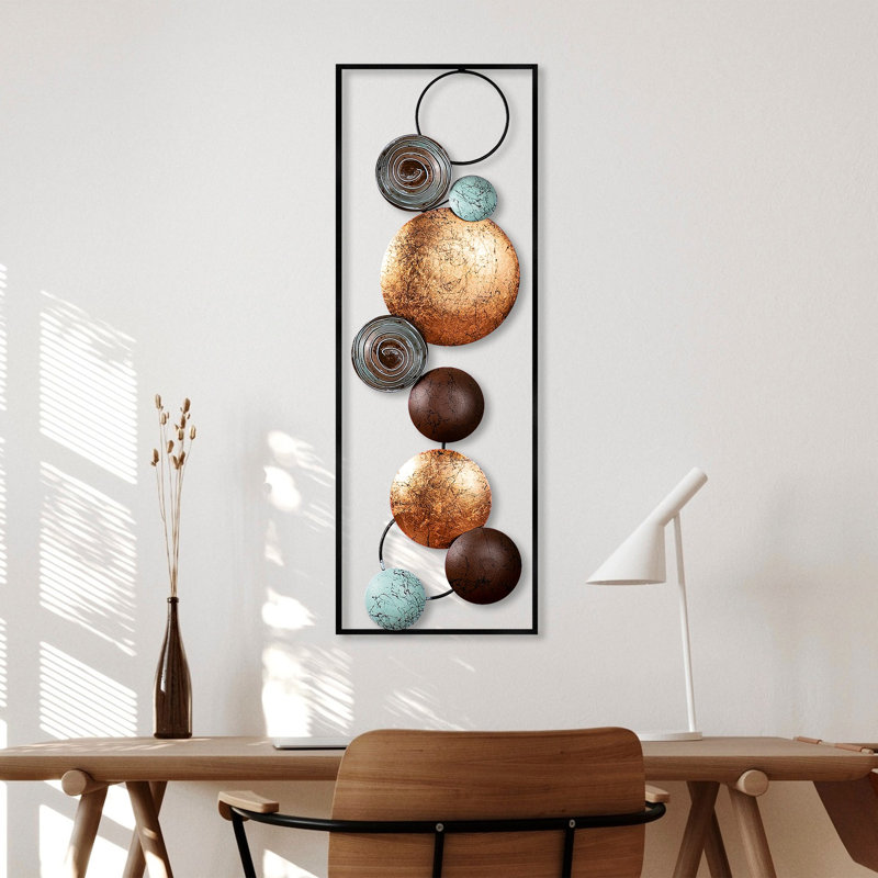 Nykeemah Hand-Painted Decorative Metal Wall Accessory, 12.6 x 35.4 x 1.6 inches | 100% Metal Construction, Lightweight at 4.4 lbs | Unique Color Variations for Elegant Home Décor, Perfect for Living Room & Office Spaces