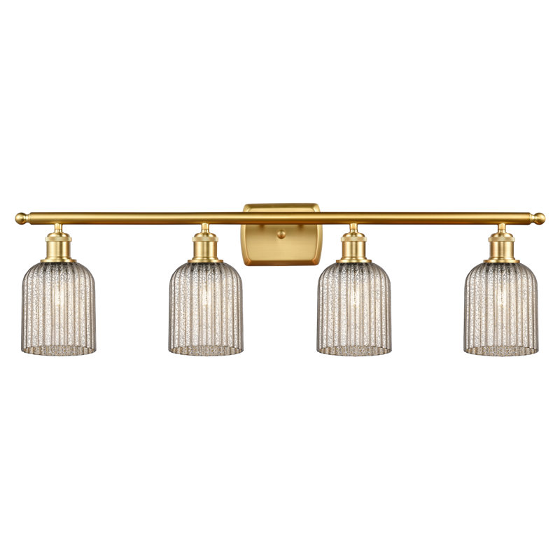 Fiennes 4 - Light Dimmable Vanity Light, Satin Gold, Metallic Gray