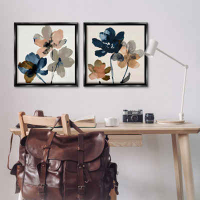  Ensemble de 2 toiles flottantes encadrées "Earthen Blossom Petals" par Irena Orlov
