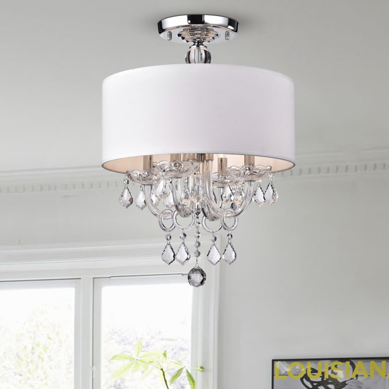 Averill Fabric Semi Flush Mount, White