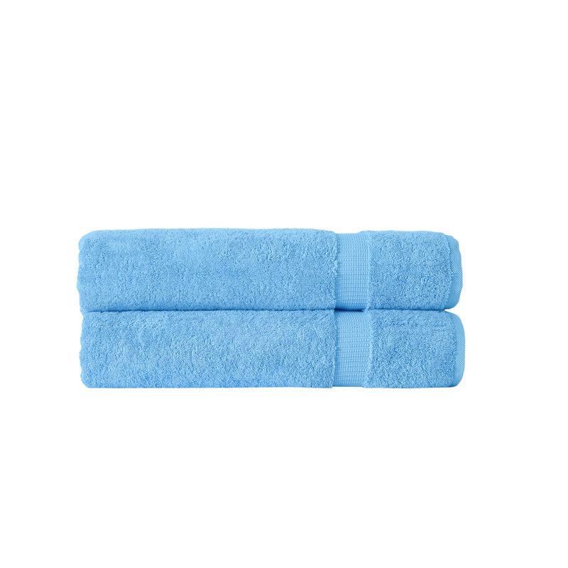 Motto 2 Piece Bath Sheet Towel Set %100 Turkish Cotton , Aqua