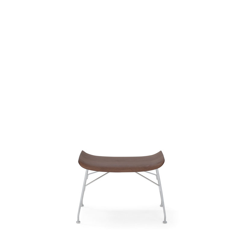 SmartWood Ottoman, Ash Dark Wood with Chrome