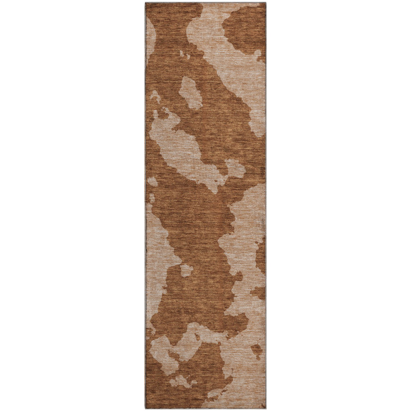 Premium Machine Washable Prisco Terracotta Rug, Runner 2'3" x 7'6"